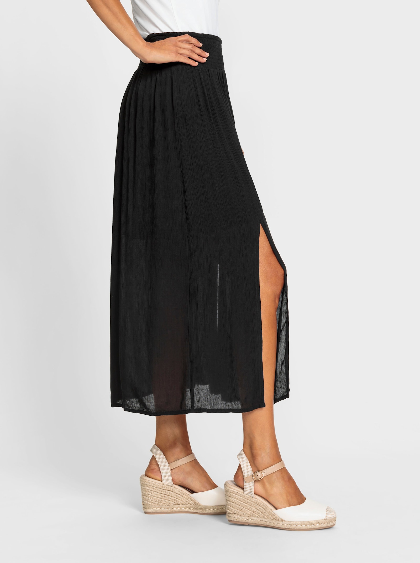 Schlupfrock mit Crinkle-Effekt - schwarz