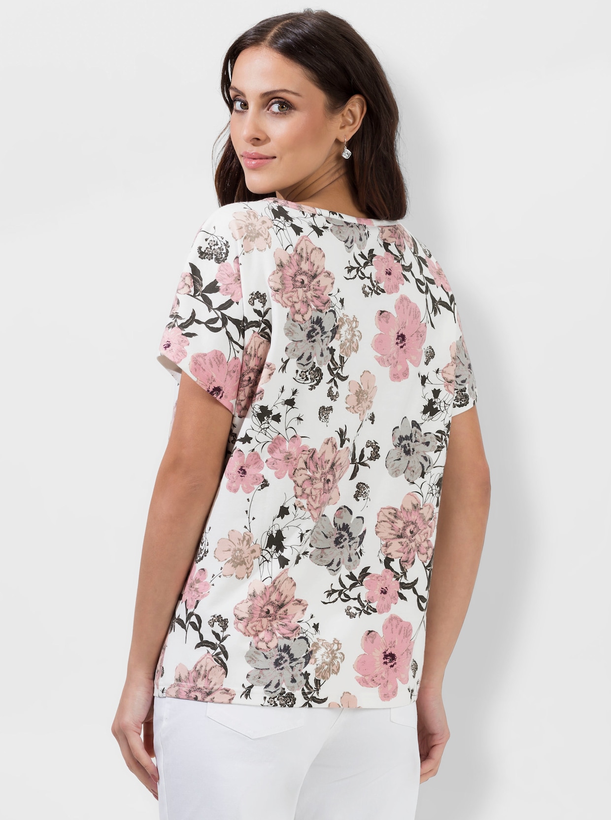 Print-Shirt - ecru-puder-bedruckt