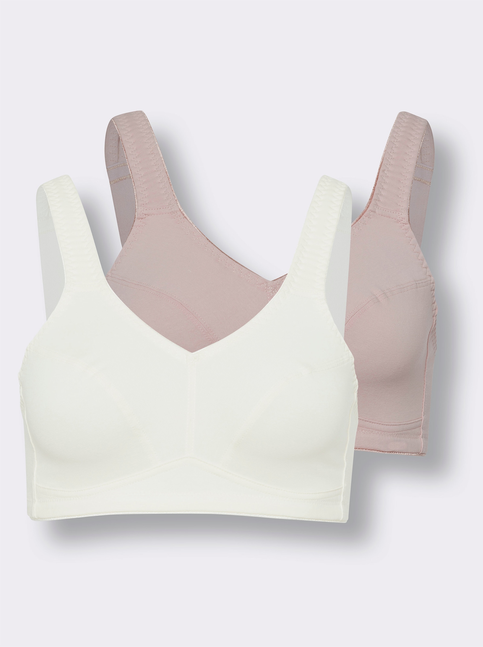 Odľahčujúca bezkosticová podprsenka, pás pod prsami 2ks - Šampanská + púdrová