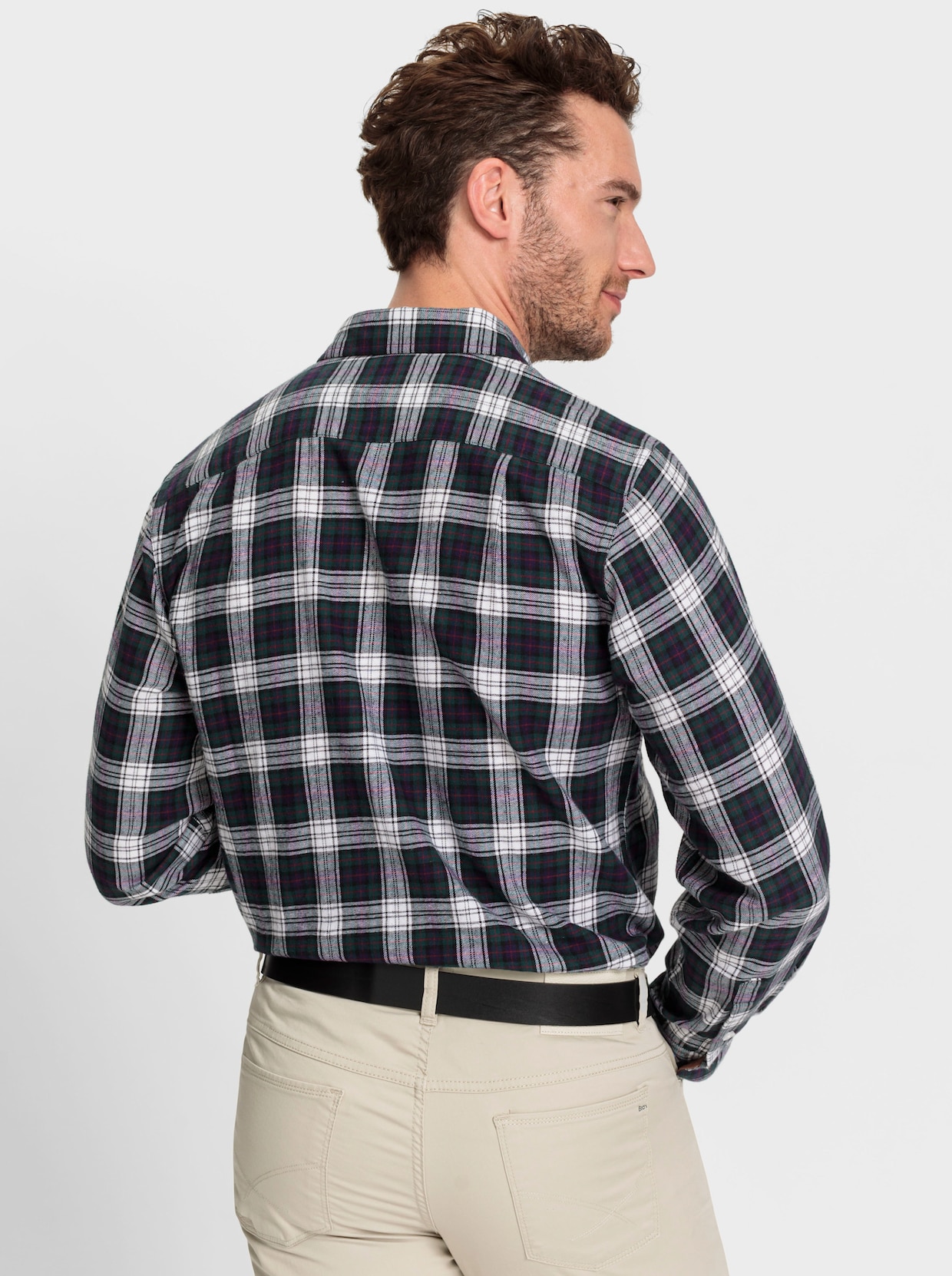 Marco Donati Flanelhemd - petrol/wit geruit