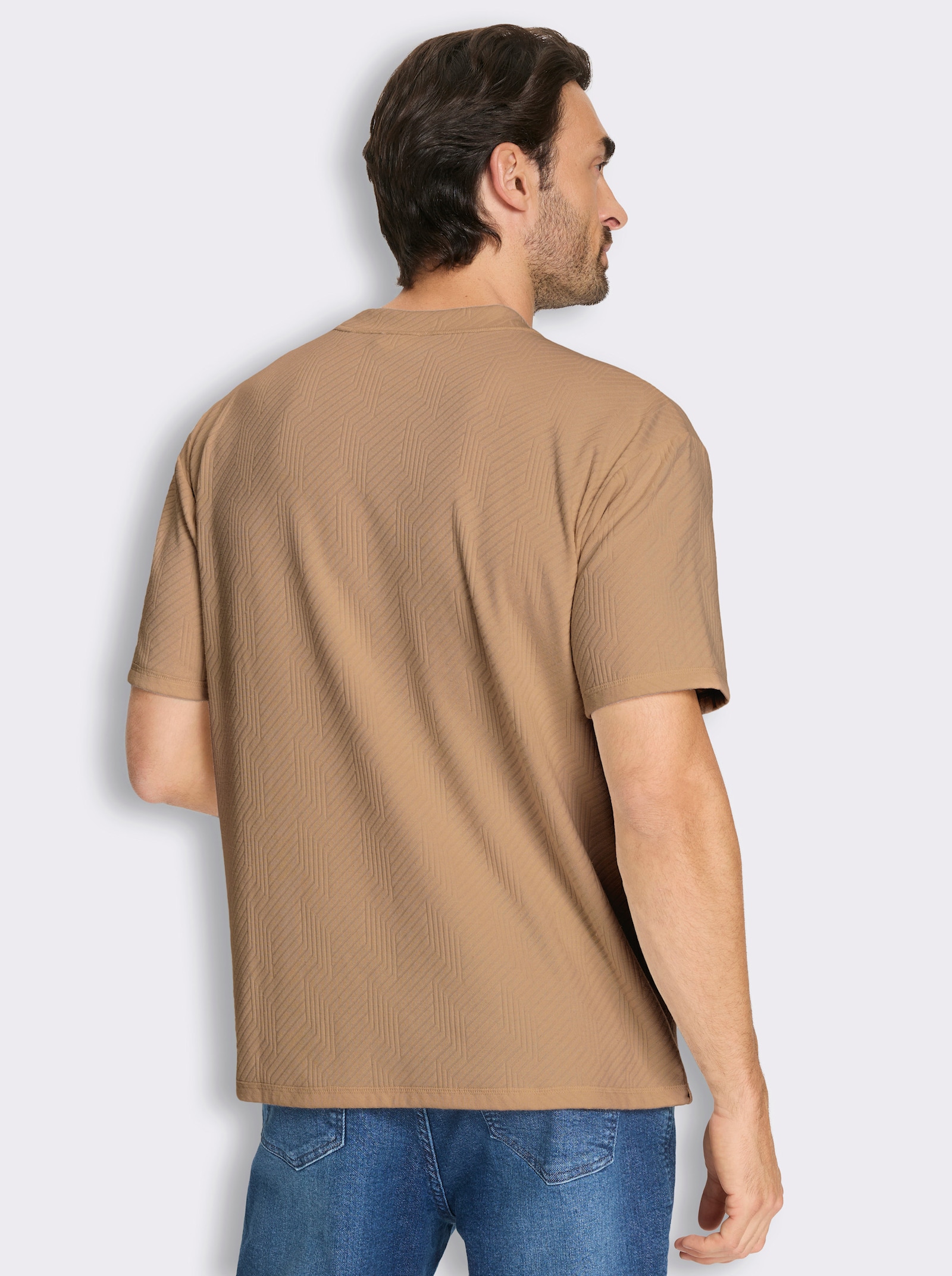 Marco Donati Kurzarmshirt in strukturierter Qualität - camel
