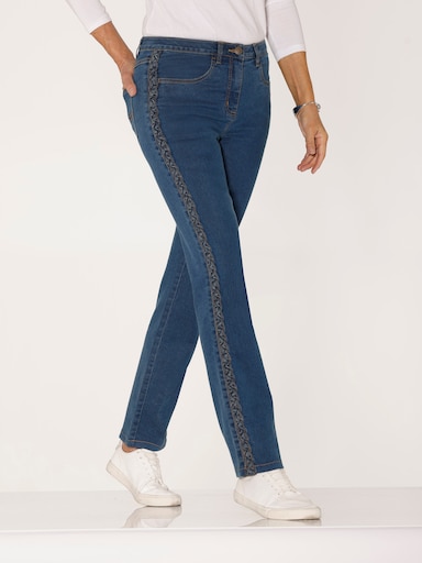 Jeans mit geflochtenem Zierband - blue-stone-washed