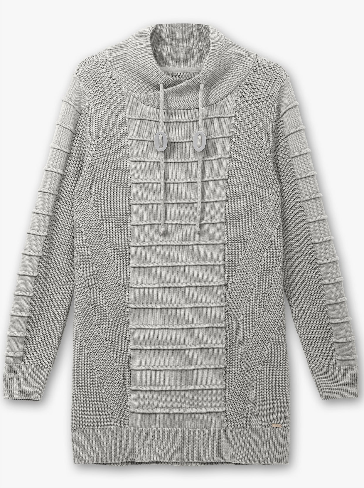 Longpullover - steingrau-weiß-meliert
