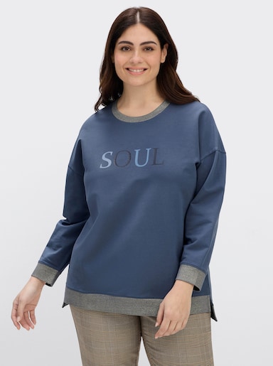 sheego Sweatshirt mit Glitzer-Details - rauchblau