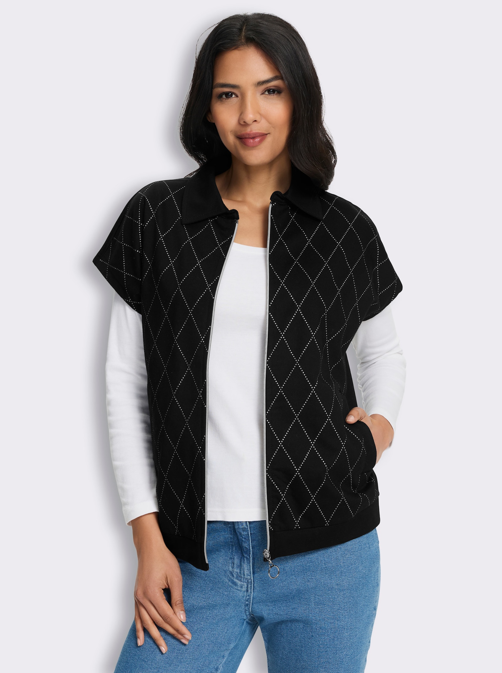 Sweatweste mit Folien-Druck vorne - schwarz