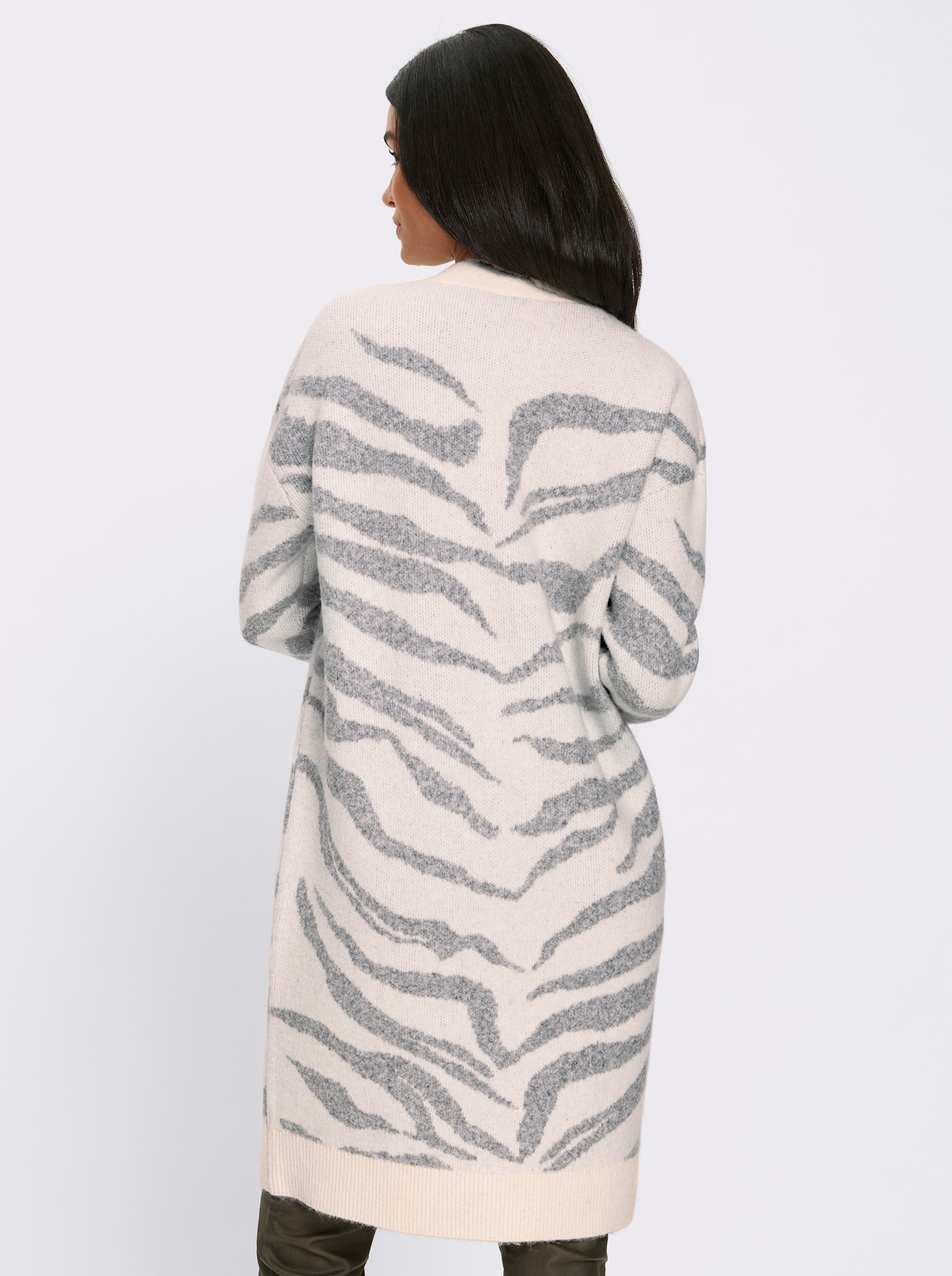 heine Vest van jacquard in zebralook - champagne/steengrijs gedessineerd