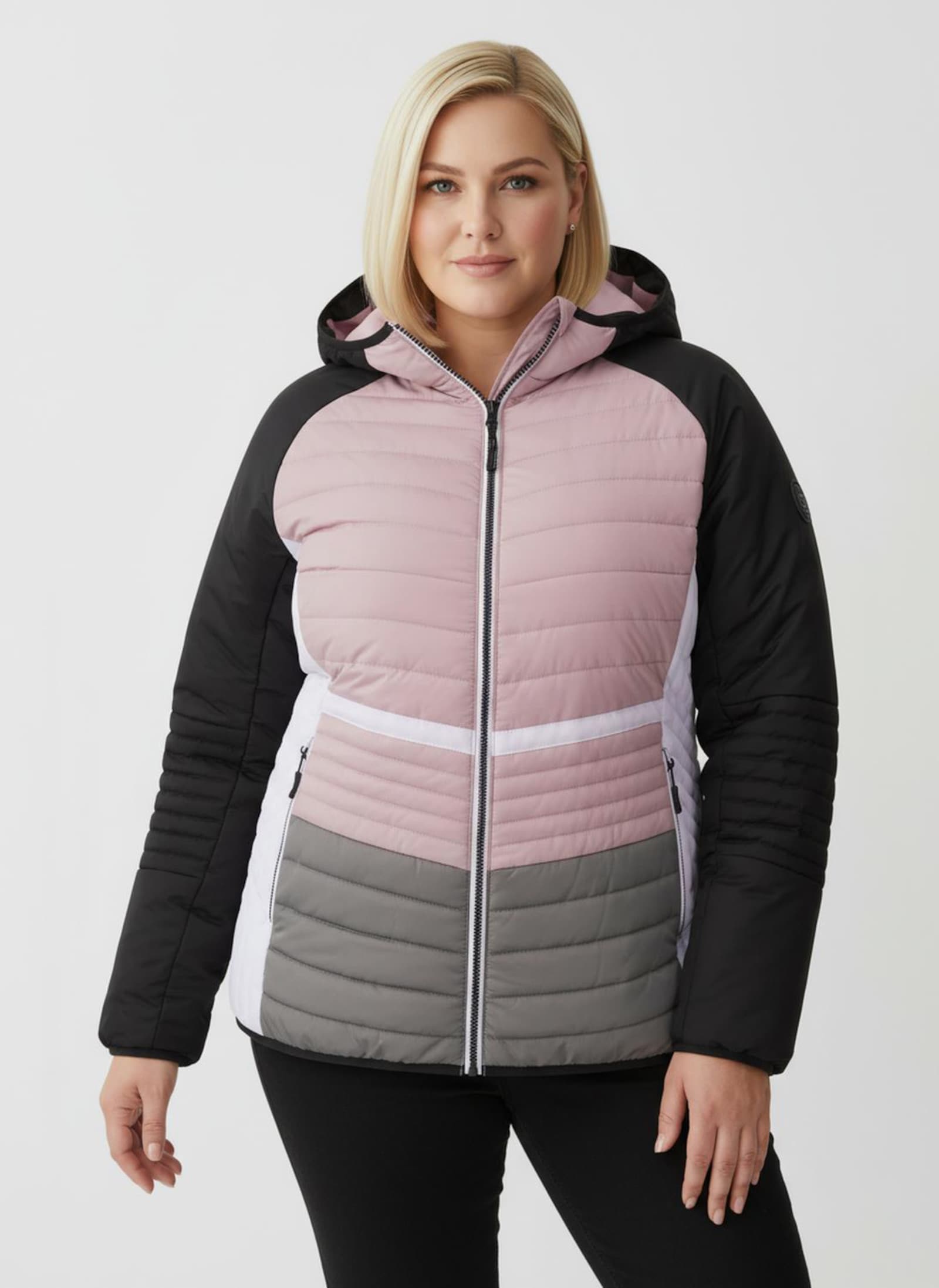 Steppjacke mit elastischen Abschlüssen - schwarz-hortensie