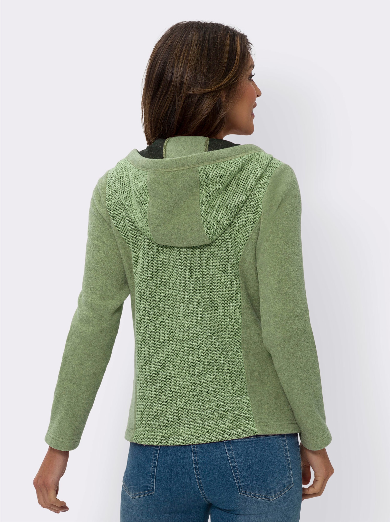Jacke mit Strickfleece-Einsätzen - reseda