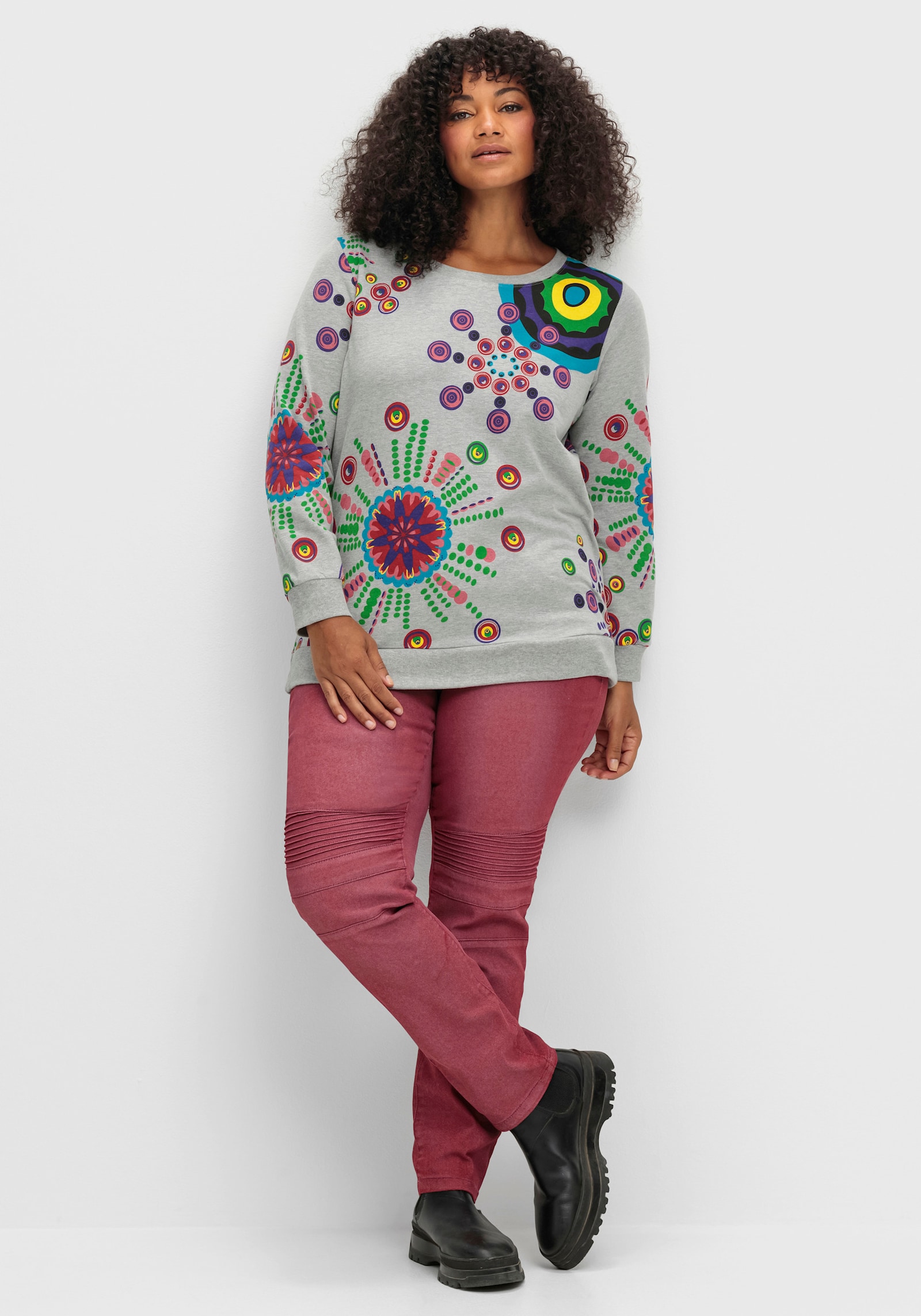 Sweatshirt mit grafischem Druck - grau-meliert bedruckt