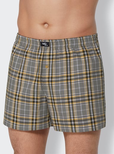 wäschepur men Boxershorts - grau-ocker-kariert