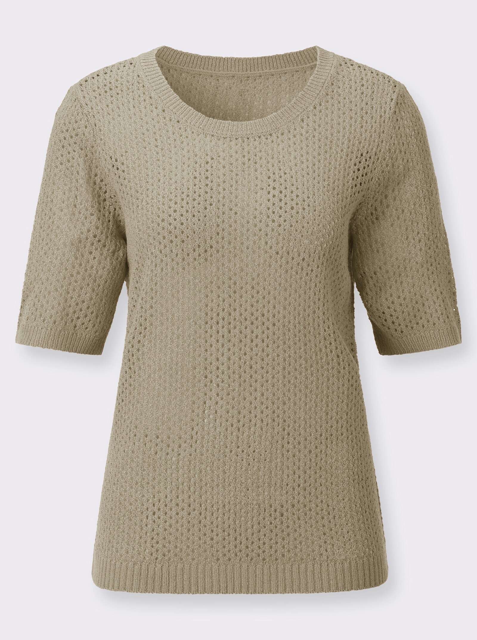 Ajourpullover mit kurzen Ärmeln - schlamm