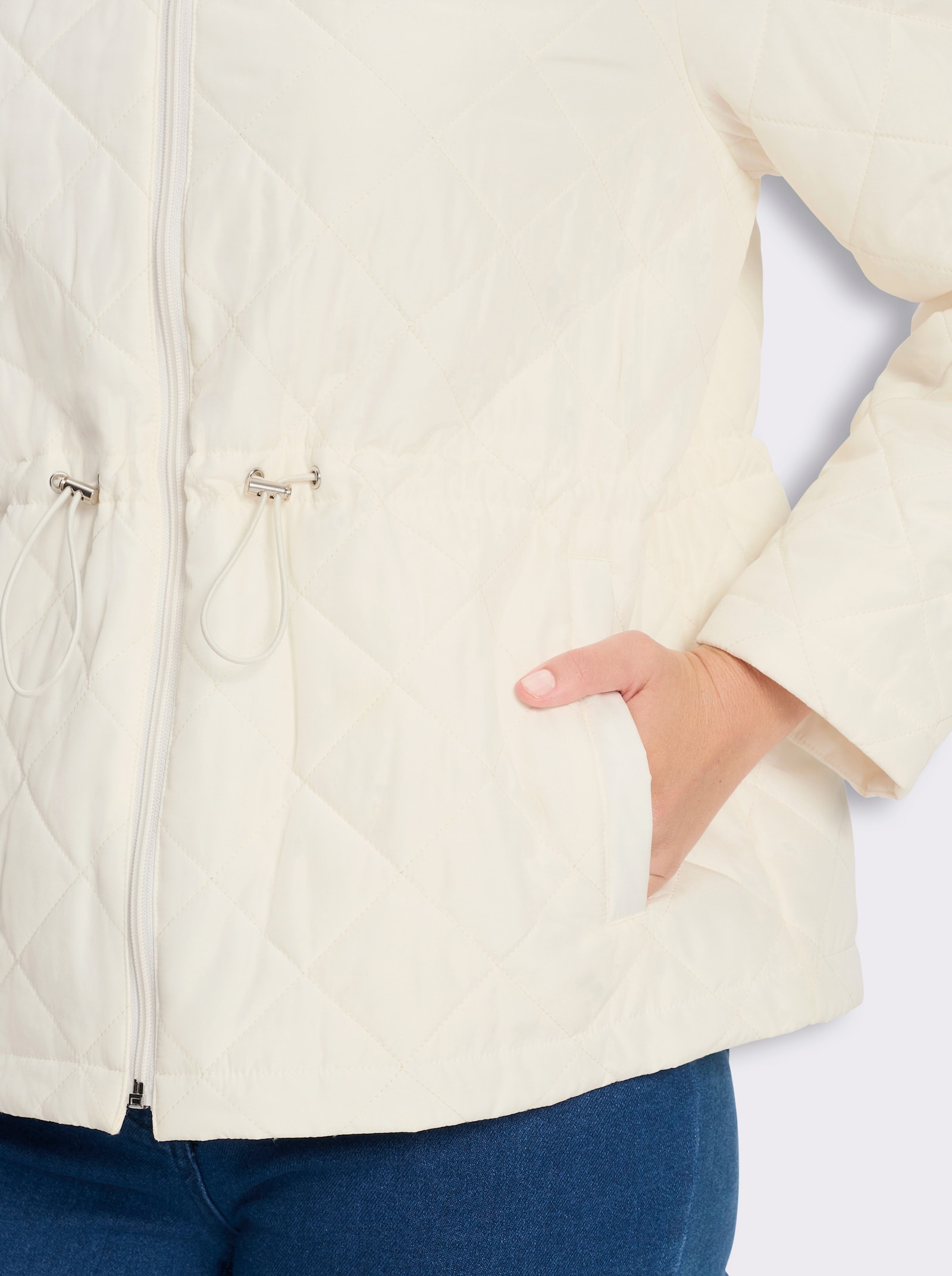 Steppjacke mit Tunnelzug in der Taille - ecru
