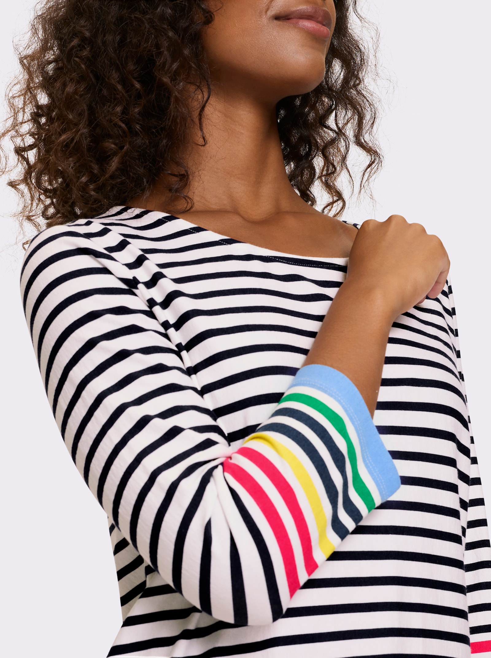 heine Shirt met 3/4-mouwen en streeppatroon - ecru/marine gestreept