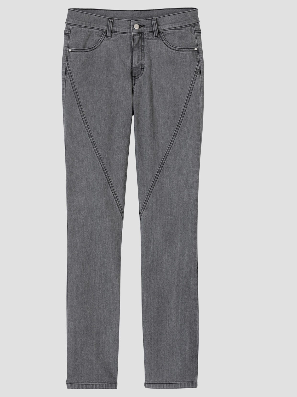 Jeans mit Ziernähten vorne - stone-grey-denim