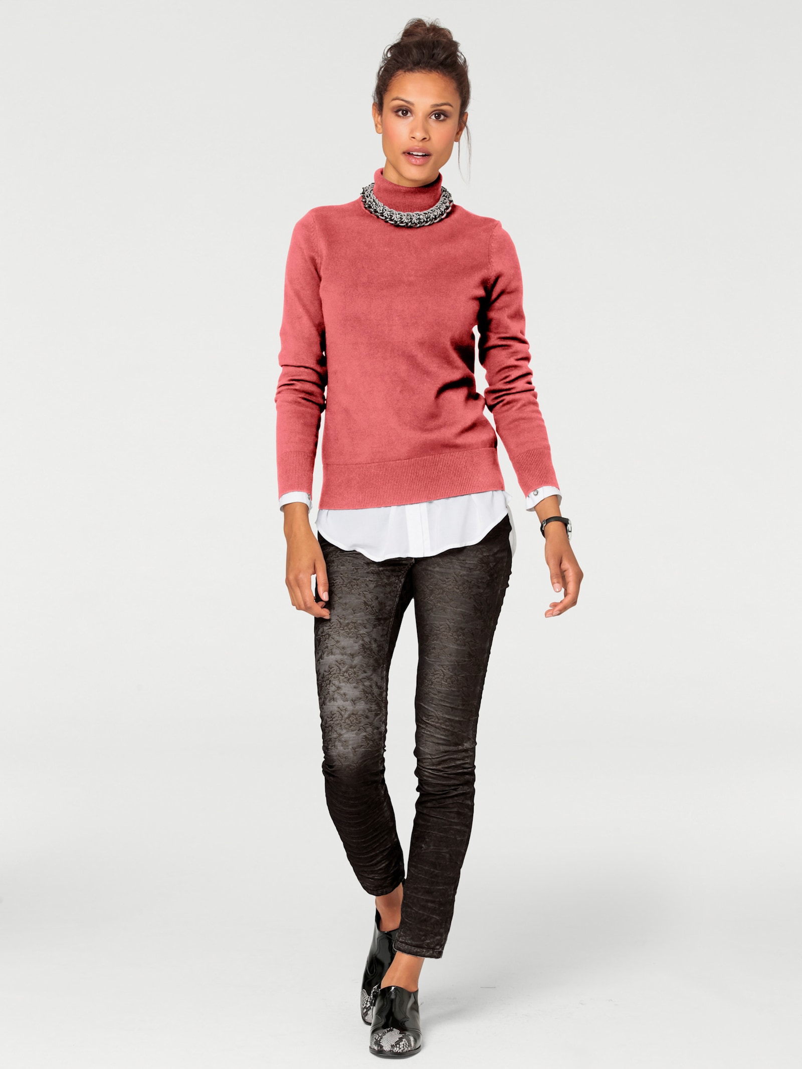 heine Rollkragenpullover in Feinstrick-Qualität - koralle