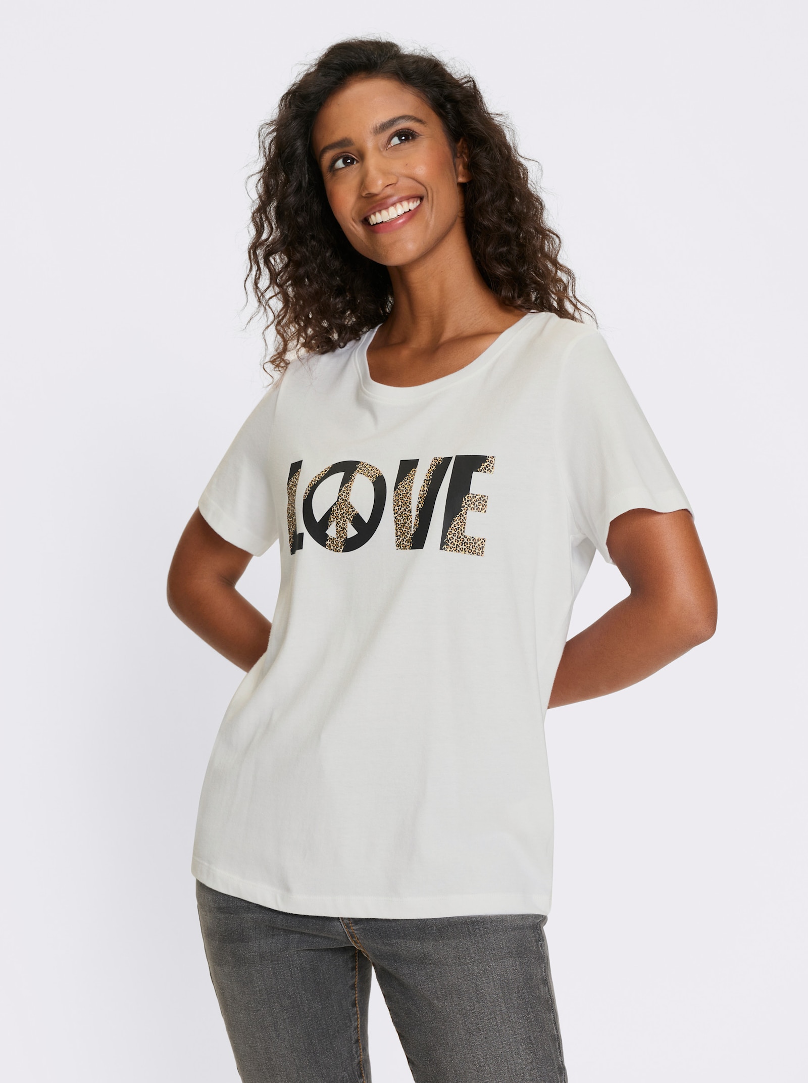 heine T-Shirt mit Statement-Print - weiß