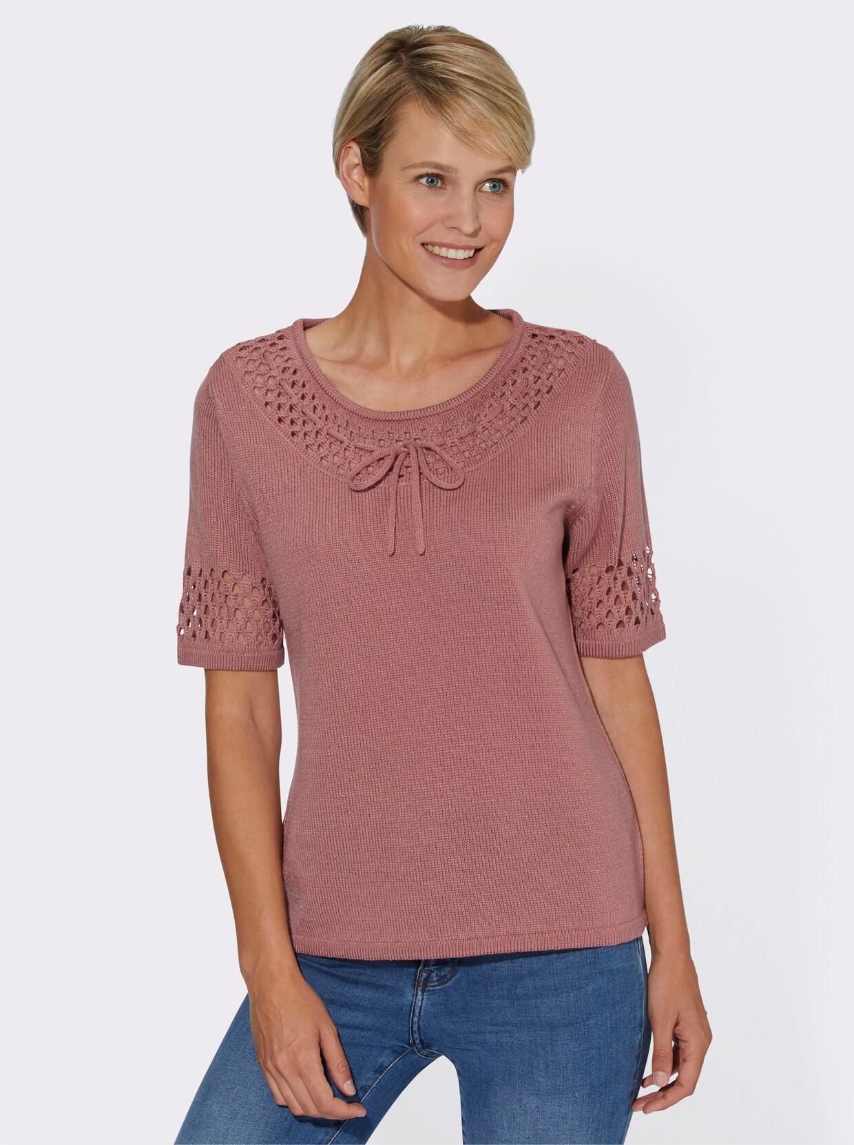 Pullover met korte mouwen - rozenhout