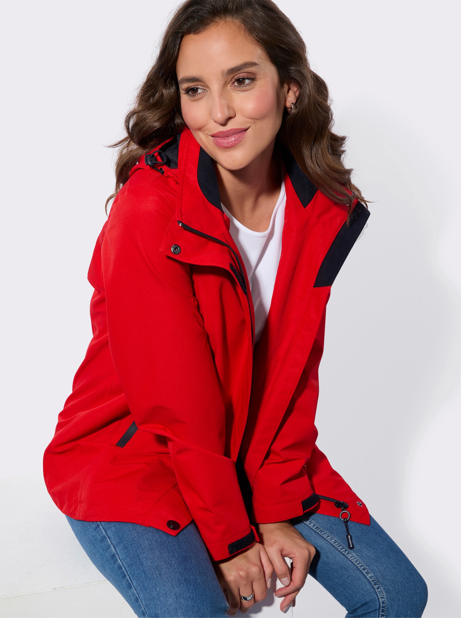 Funktionsjacke mit Reissverschluss-Taschen - rot