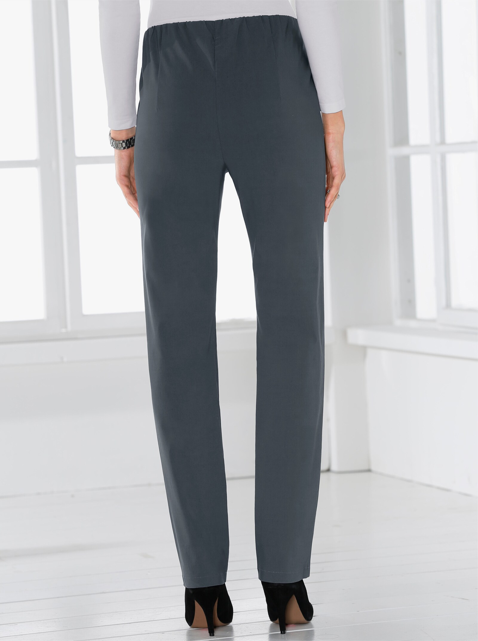 Stretchbroek met comfortband aan de binnenzijde - donkergrijs