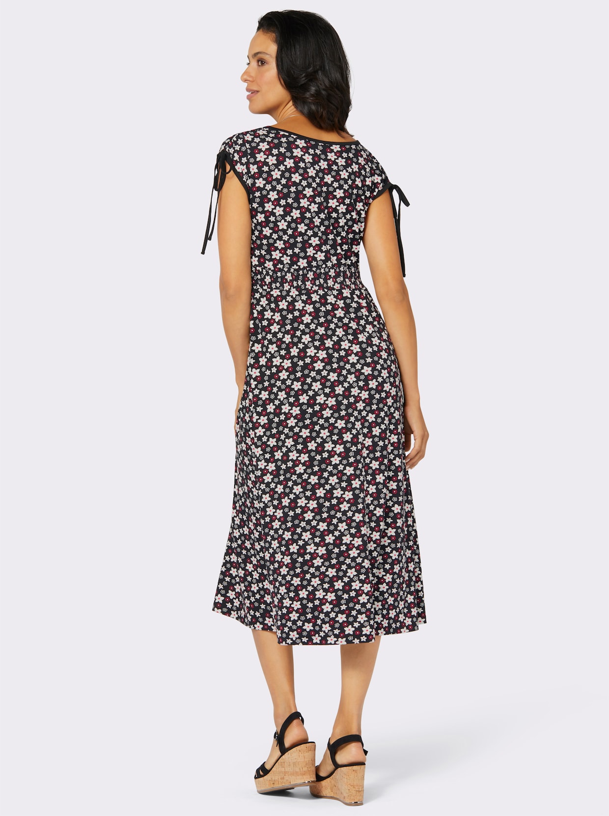 Jersey jurk - zwart/rood geprint