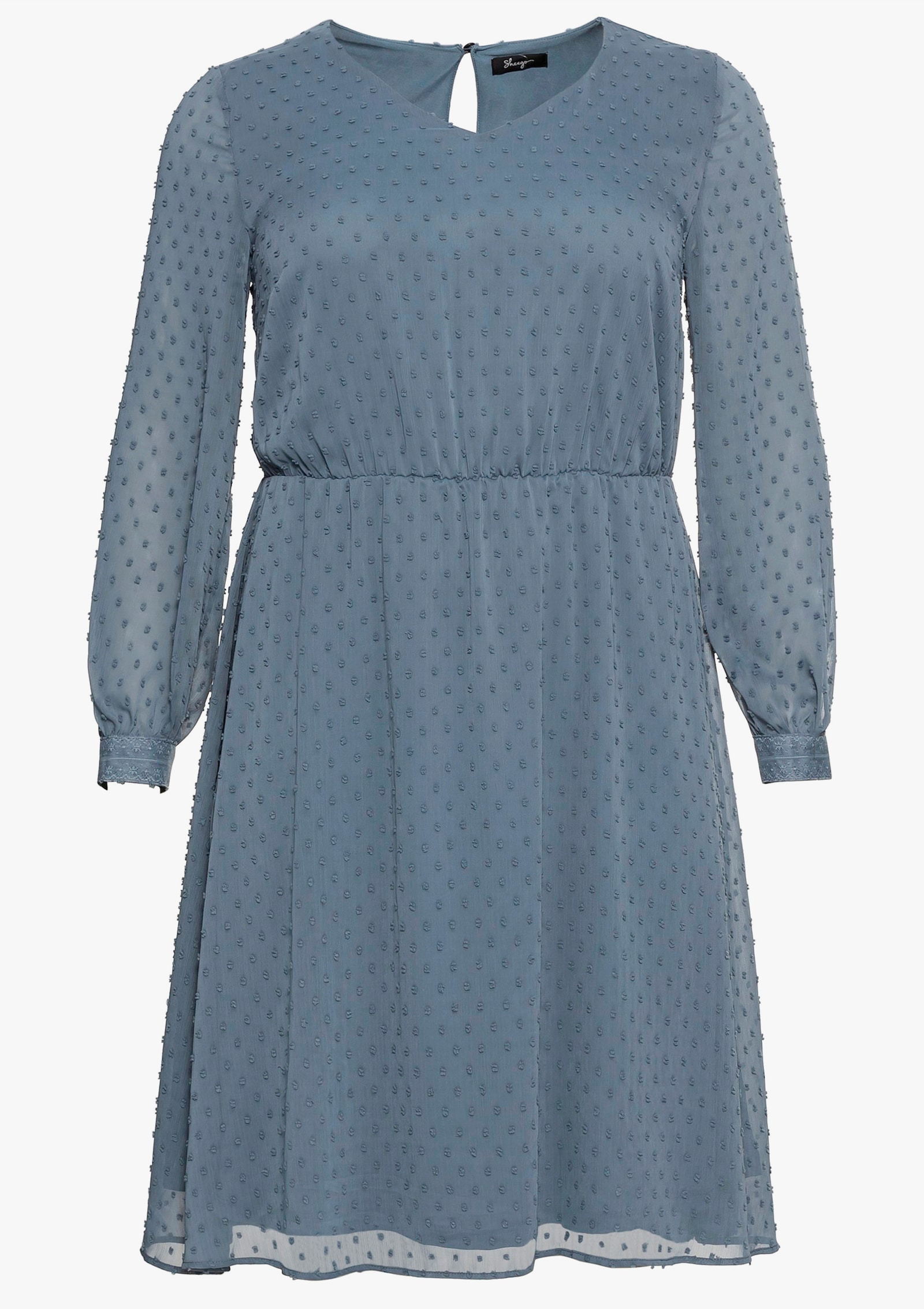 sheego Robe en mousseline avec effet 3D - bleu acier