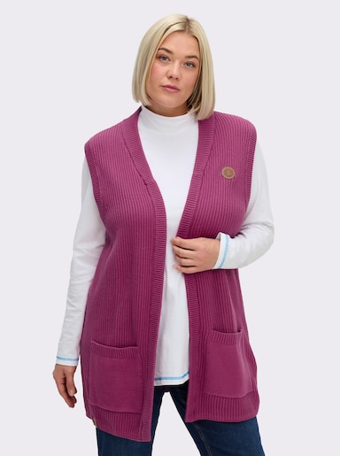 Strickweste in Longform, gerippt - erika