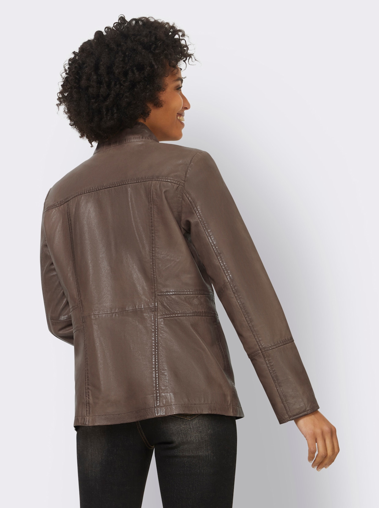 heine Leder-Jacke - braun