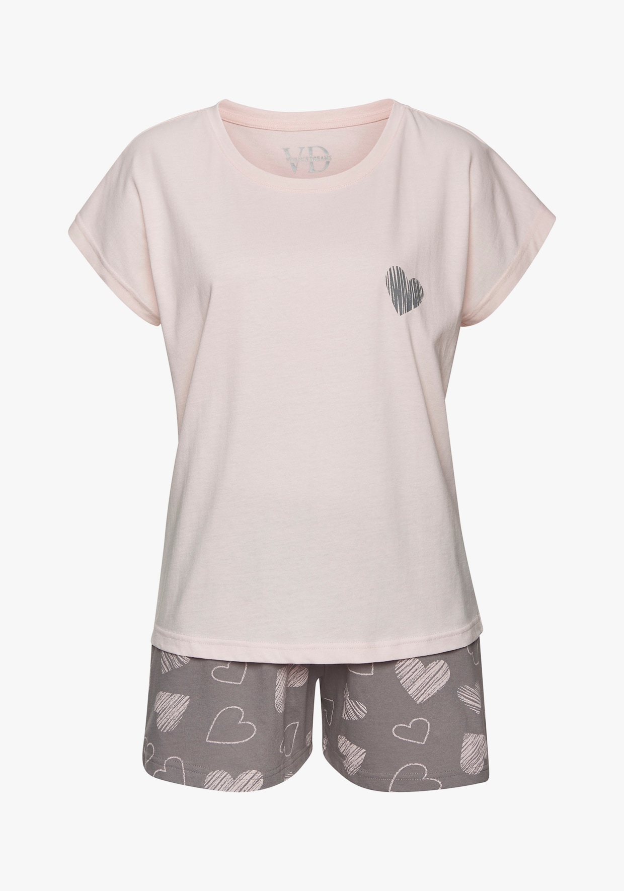 Vivance Dreams shortama - roze/grijs