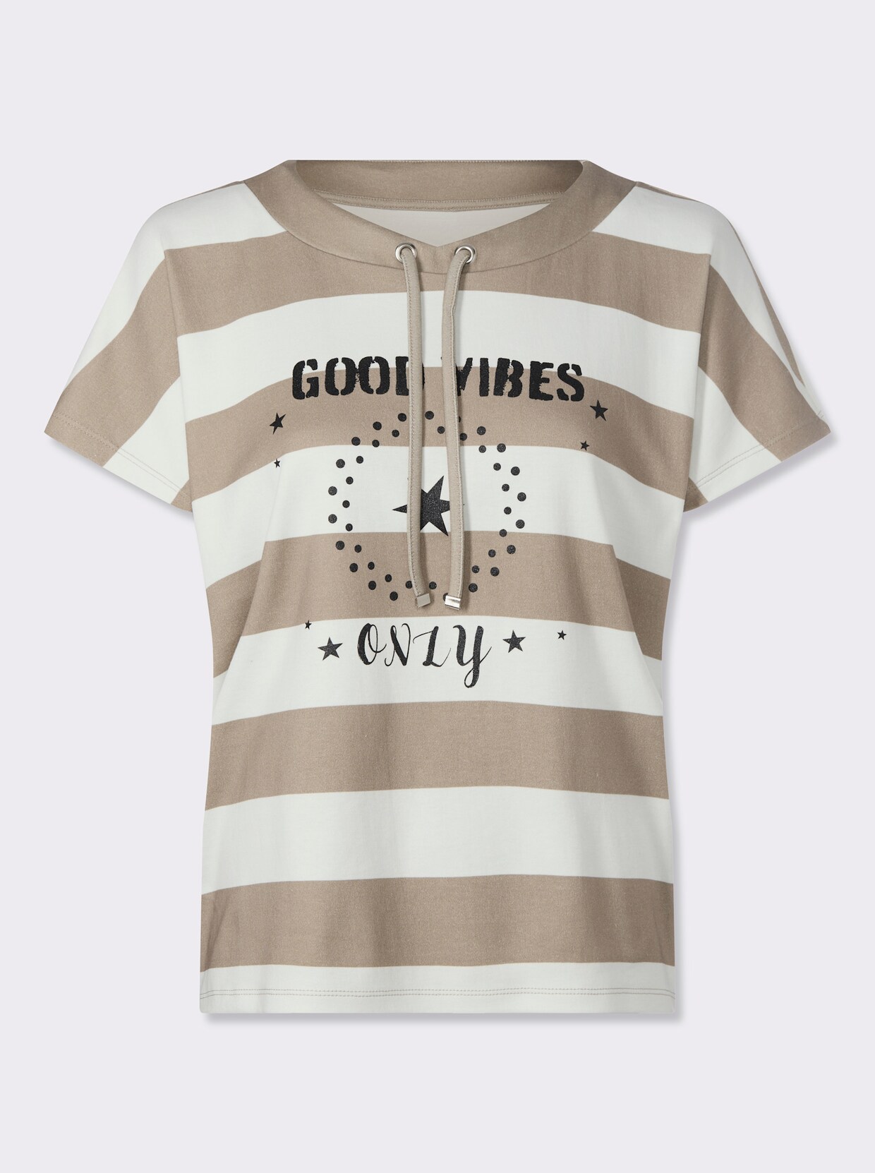 heine T-Shirt - weiss-sesam-geringelt