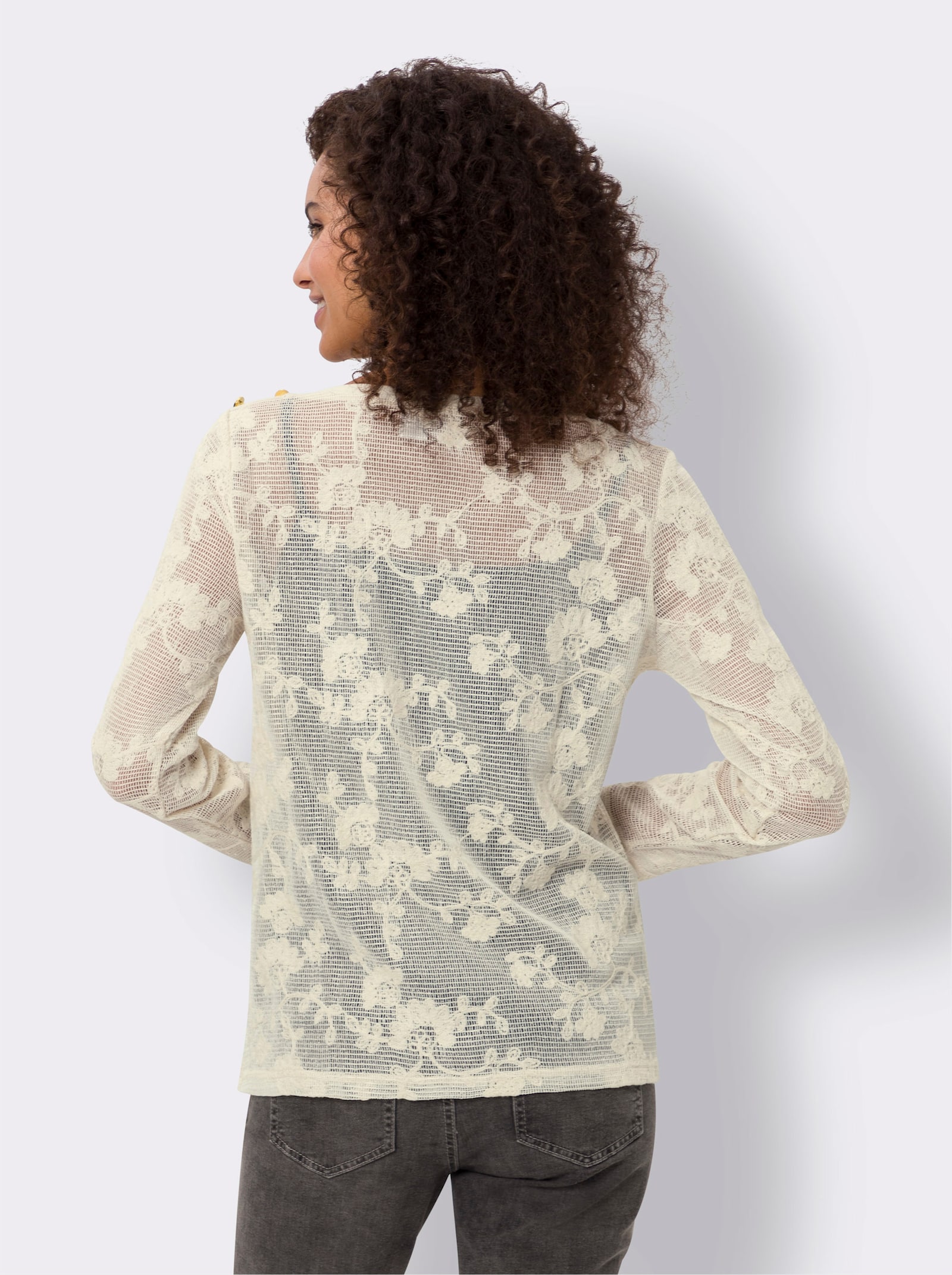 heine Longsleeve aus Spitze - champagner