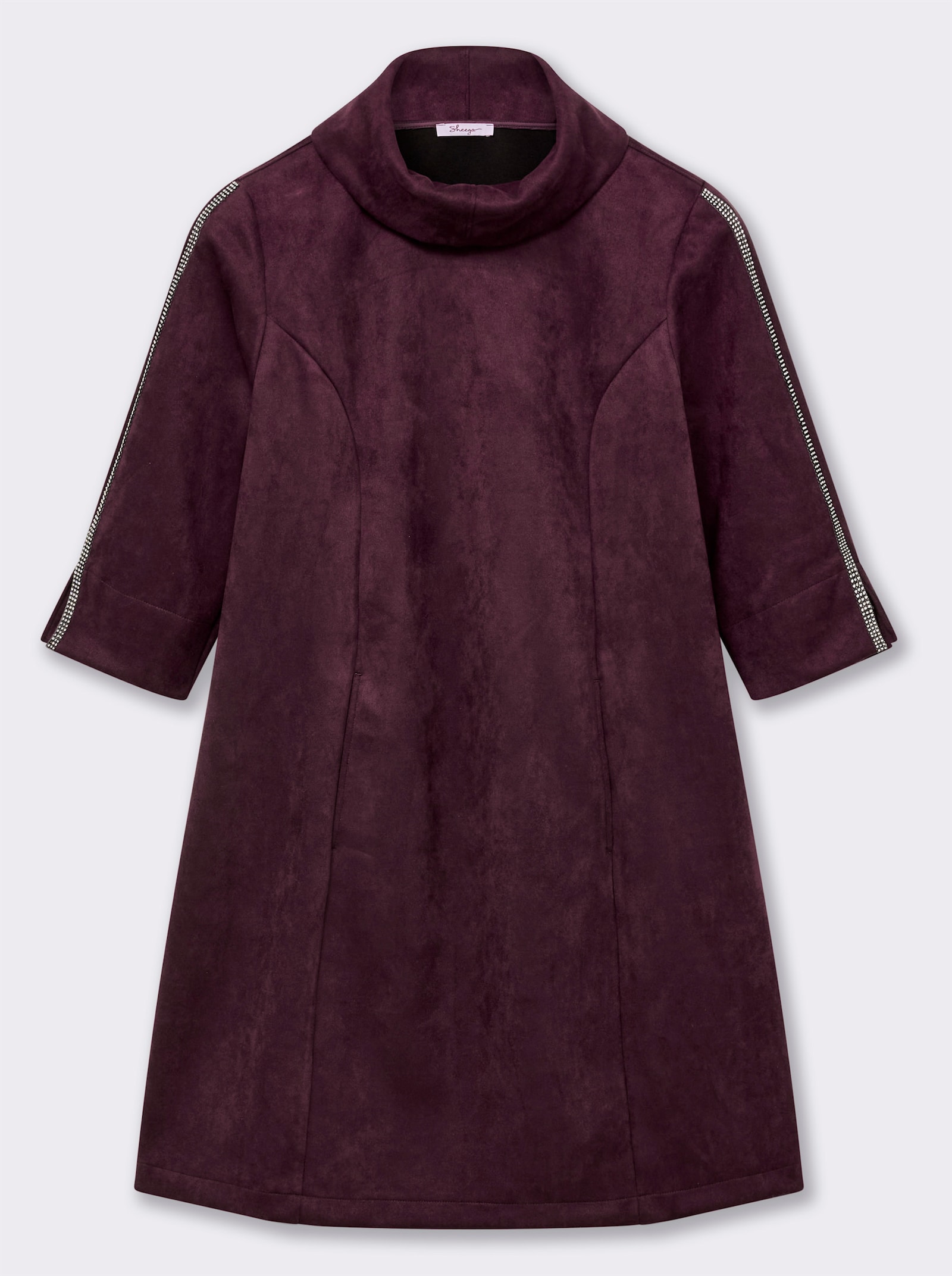 sheego A-Linien-Kleid in Veloursleder-Optik - burgund