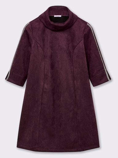 sheego A-Linien-Kleid in Veloursleder-Optik - burgund