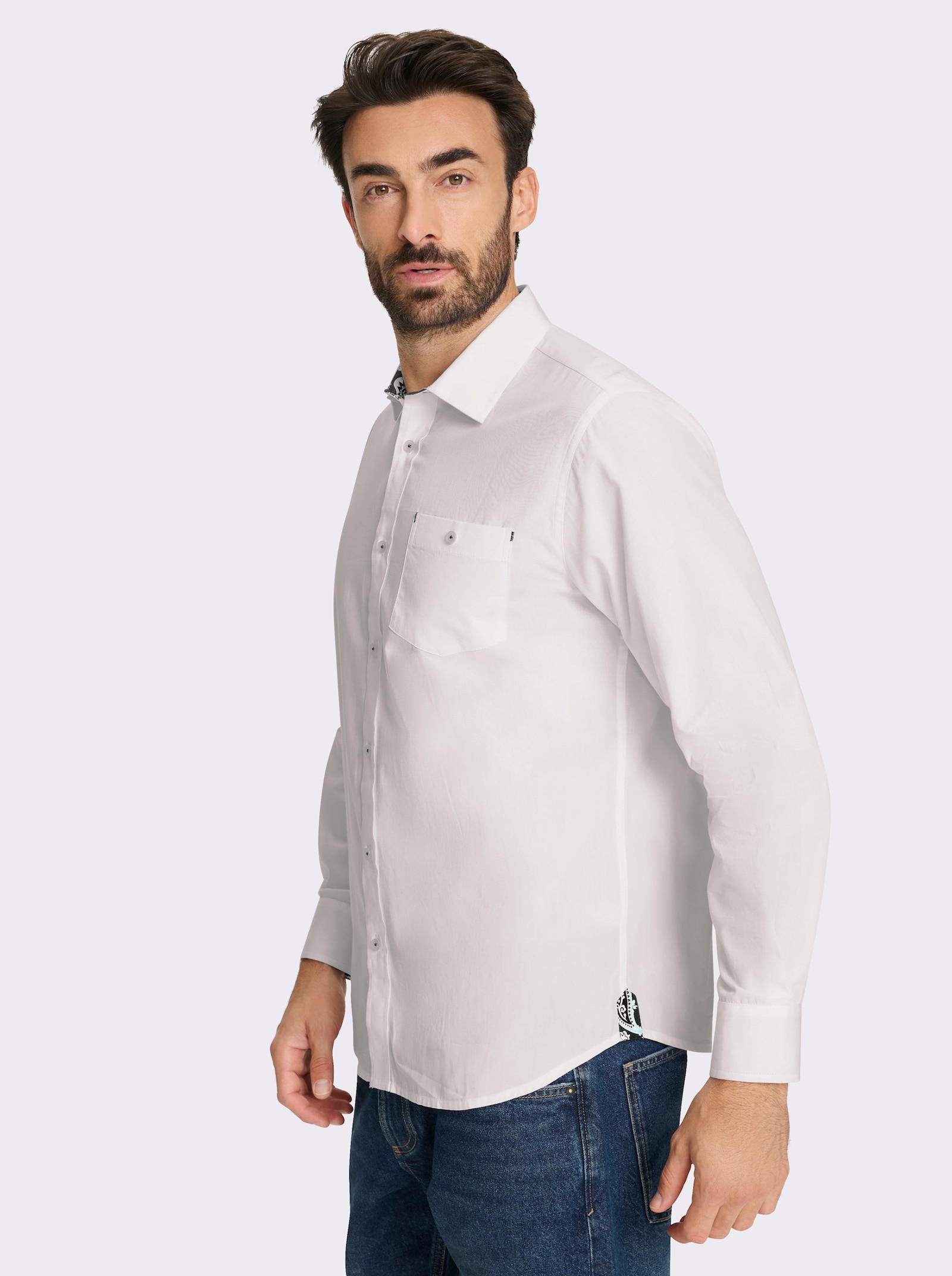 Marco Donati Langarmhemd mit Details im Paisley-Print - weiss