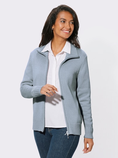Strickjacke mit 2-Wege-Reißverschluss - eisblau