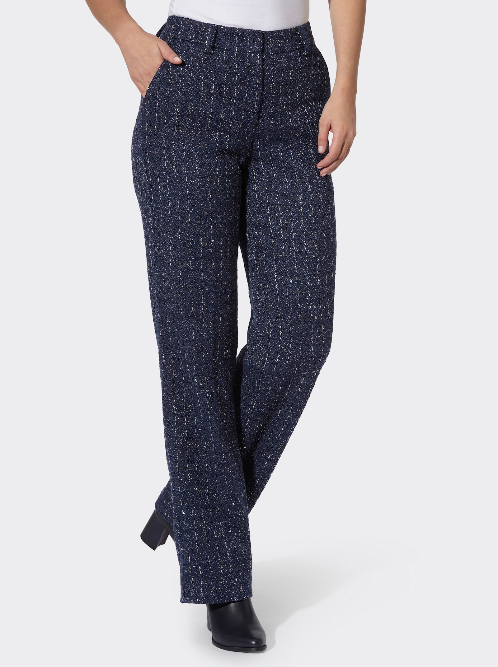 heine Hose mit Pailletten - marine-gemustert