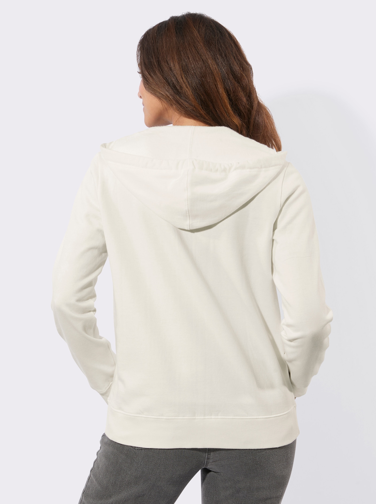 Sweatjacke mit Känguru-Taschen - ecru