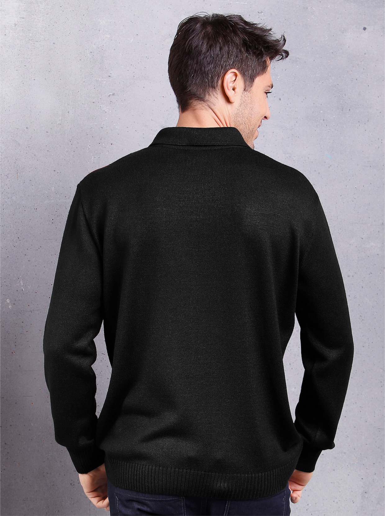 Pullover - zwart gedessineerd