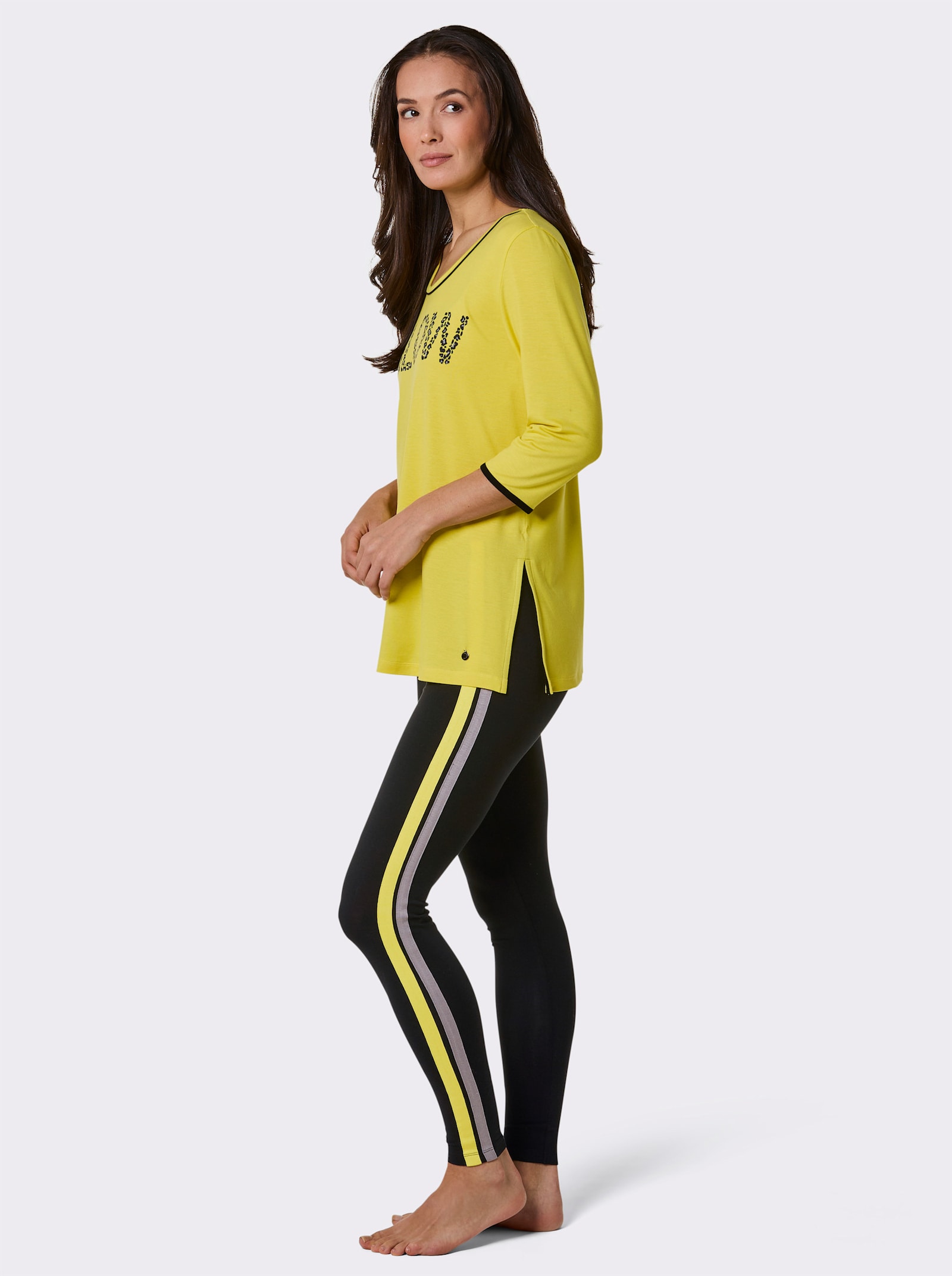 CREATION L PREMIUM Hausanzug in Lyocell-Qualität von Lenzing - limone-schwarz