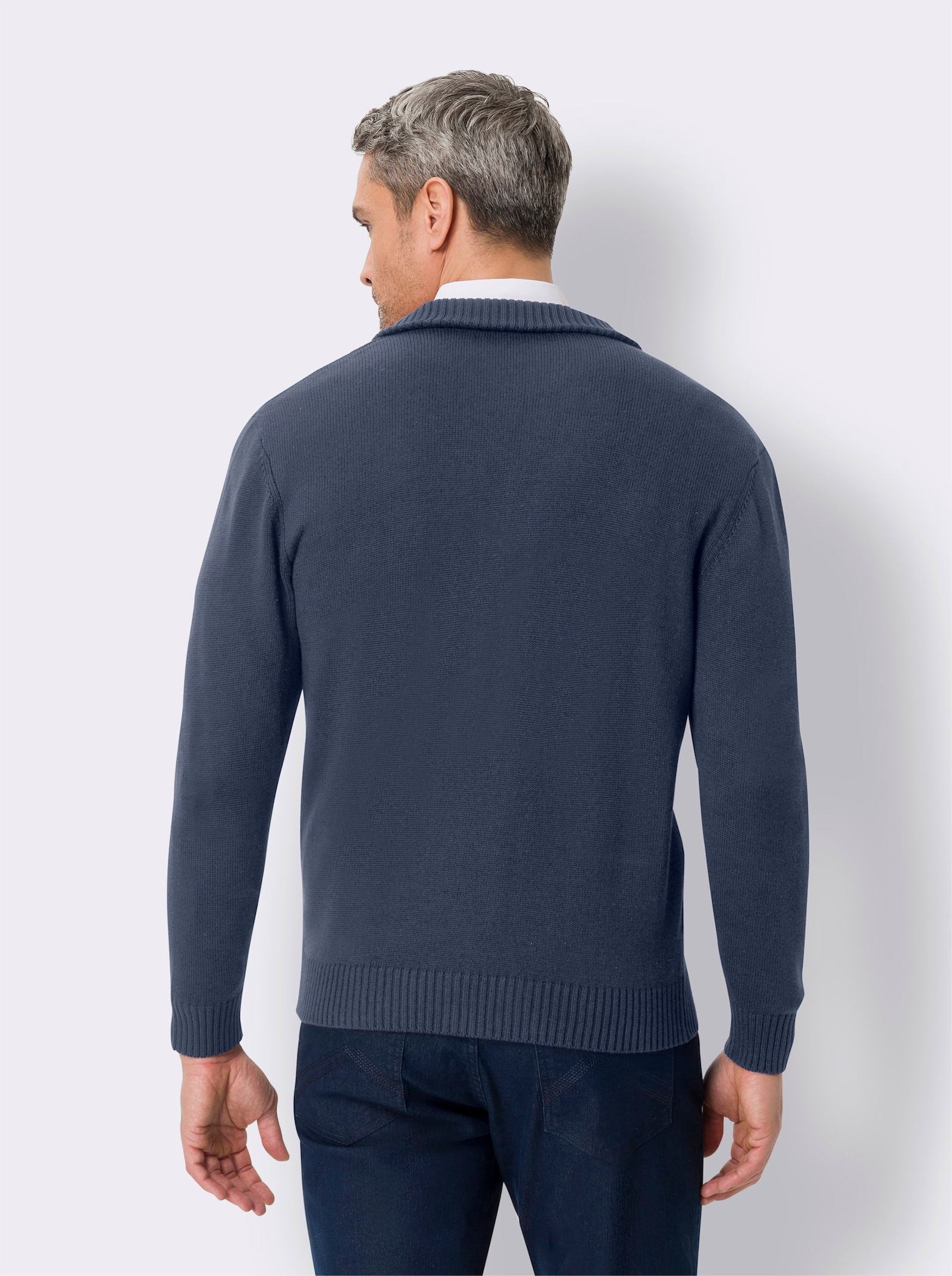 Kofta med ribbmönster - rökblå