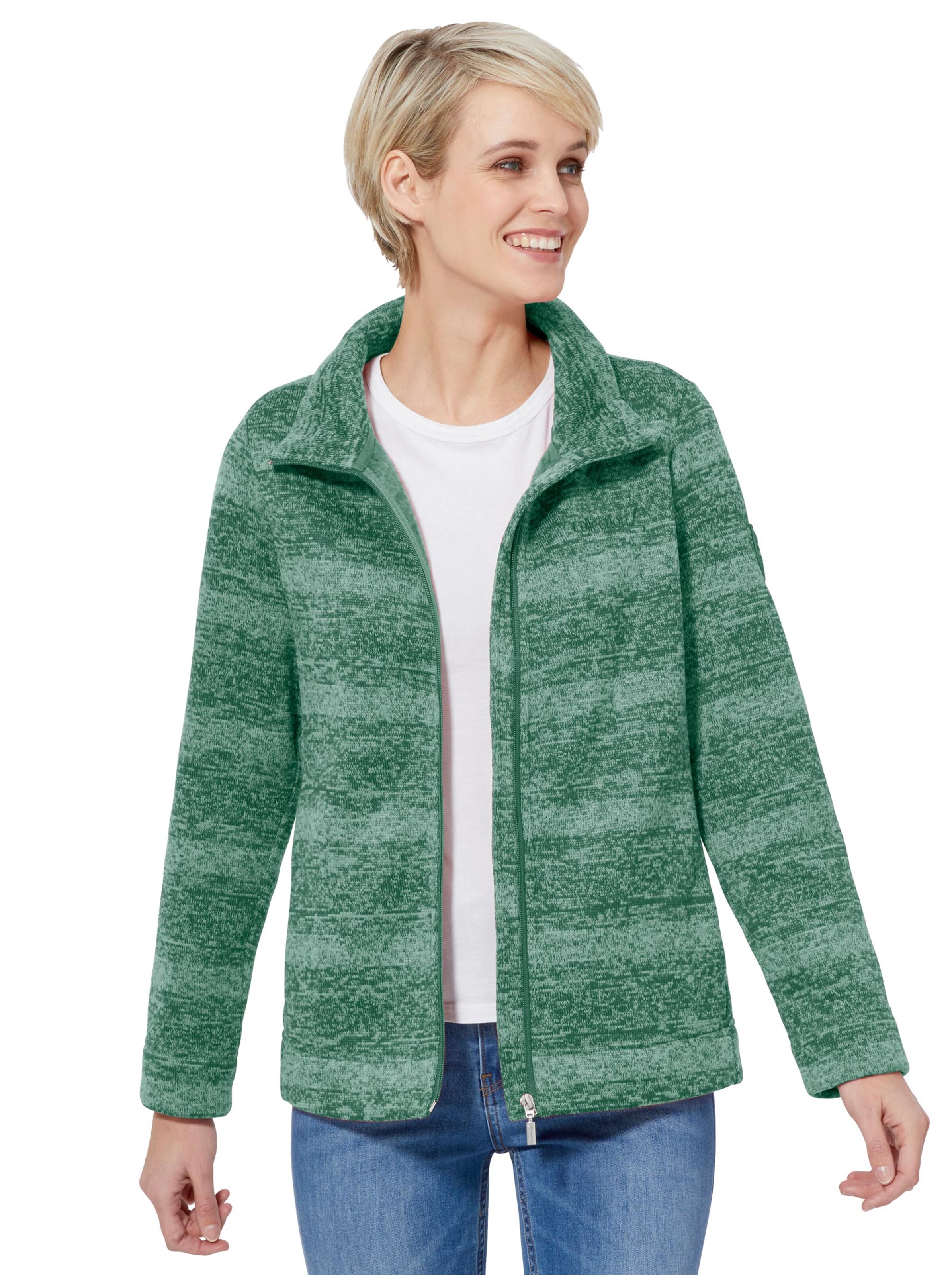 Fleece-Jacke - grün-meliert