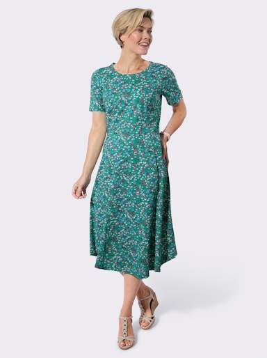 Sommerkleid - smaragd-fuchsia-bedruckt