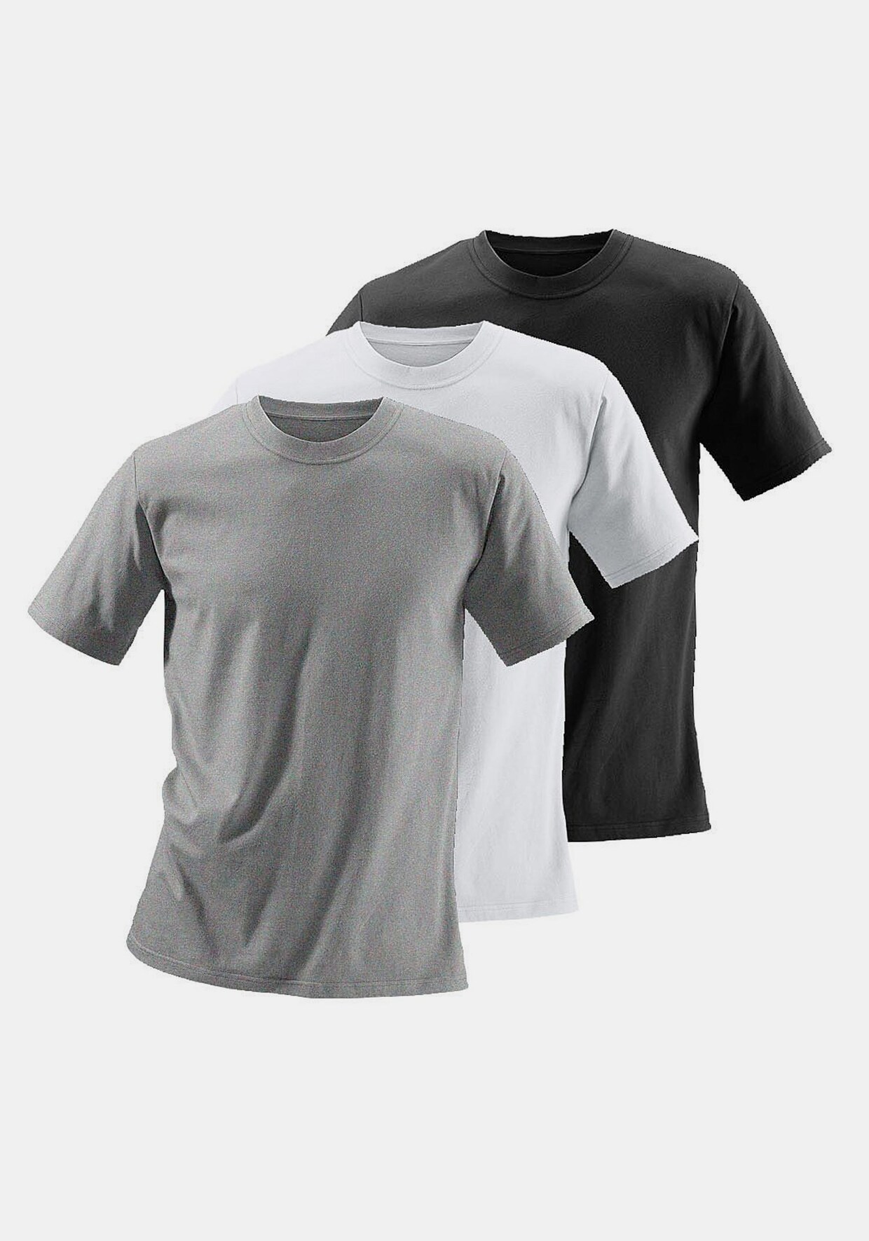 H.I.S T-Shirt - 1x grau-meliert + 1x weiß + 1x schwarz
