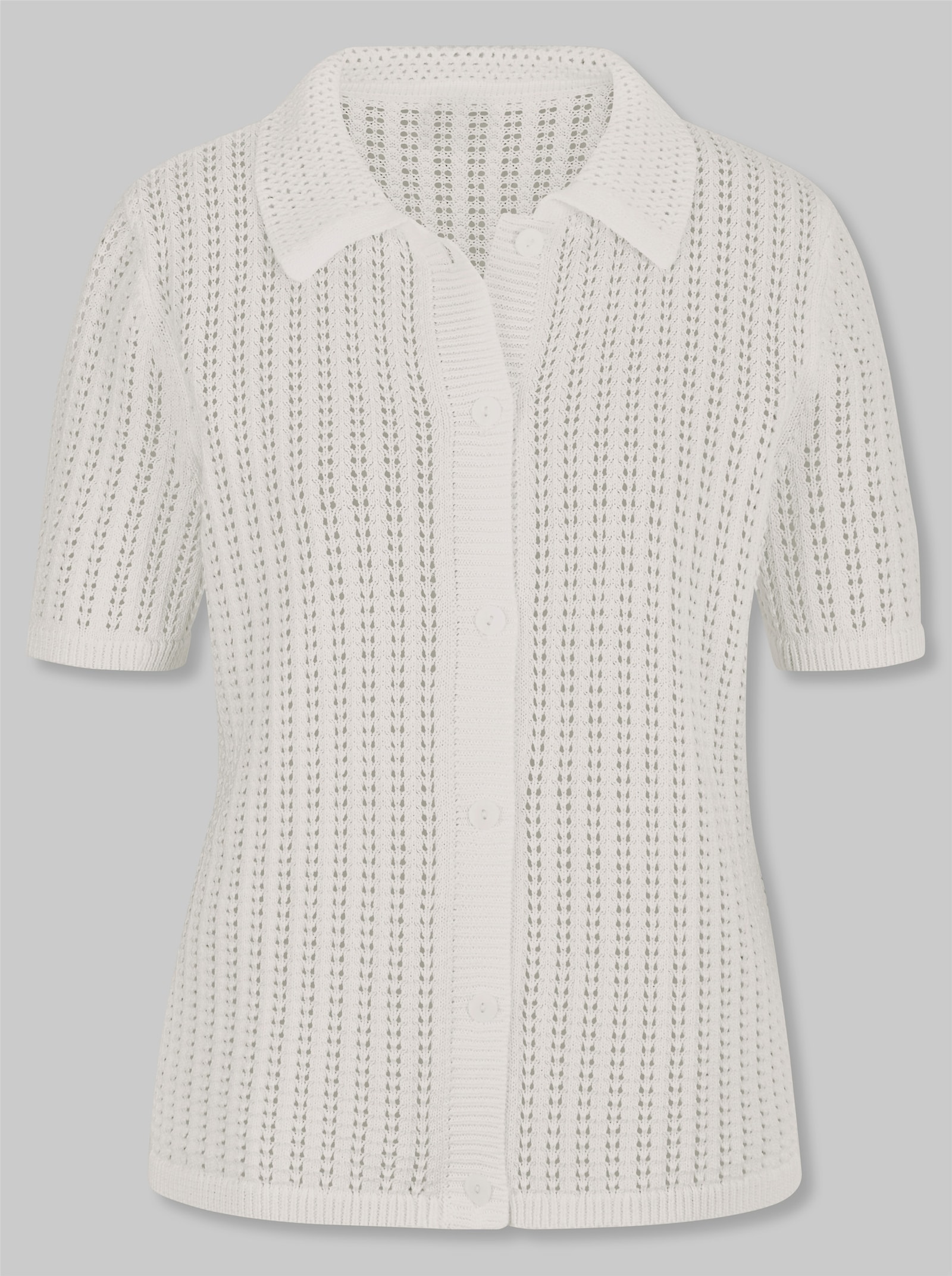 heine Ajourstrickjacke mit Hemdkragen - ecru