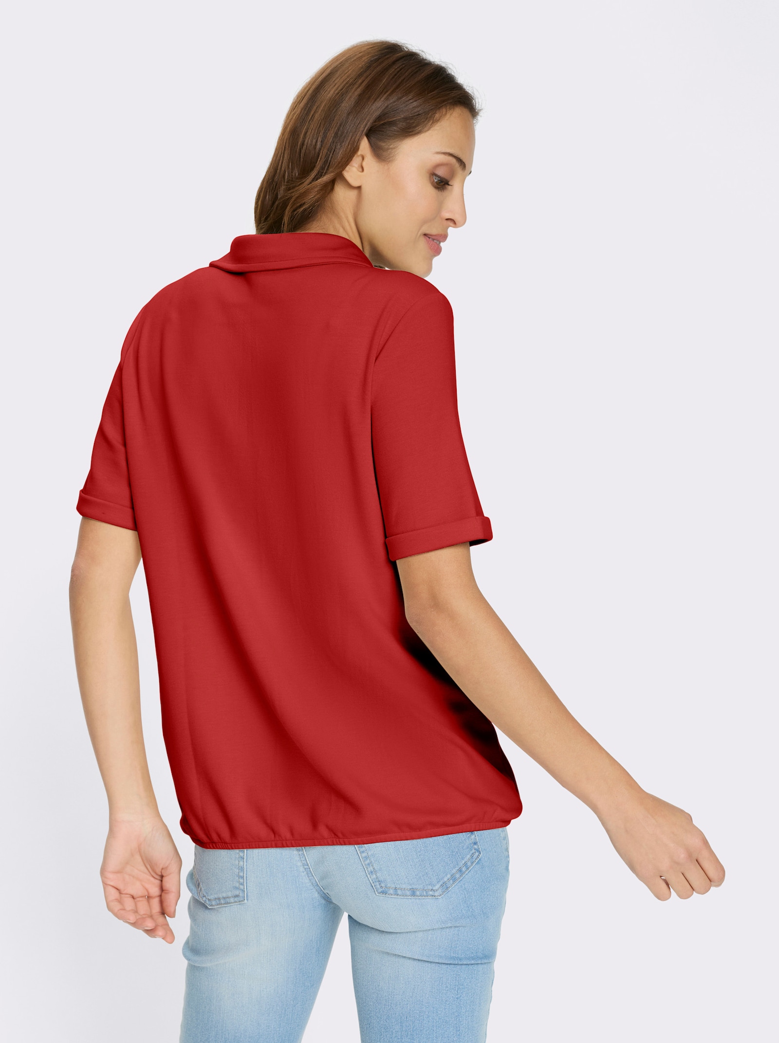 Sweatshirt mit Gummizug am Saum - rot