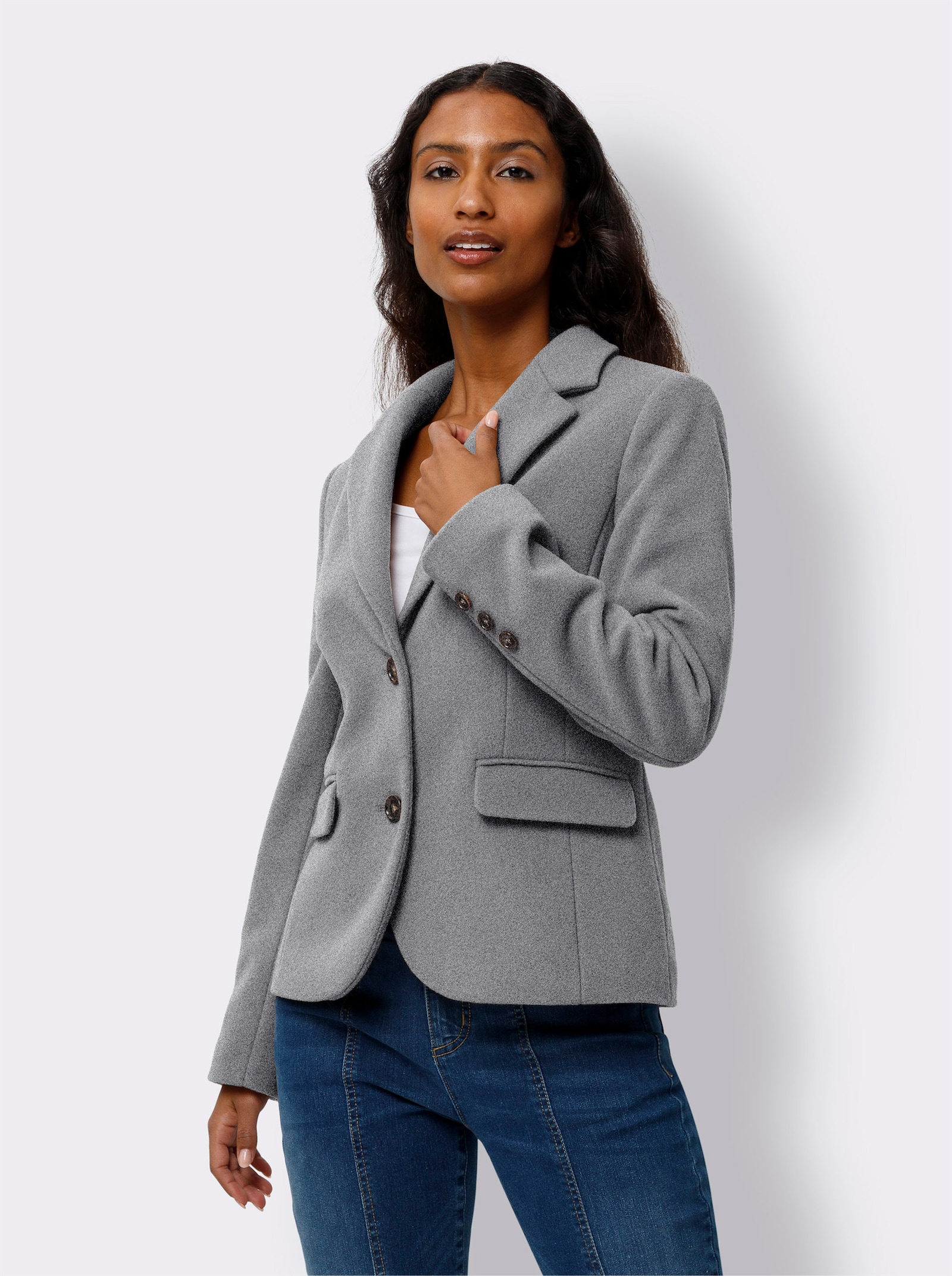 heine Blazer mit hohem Wollanteil - grau-meliert