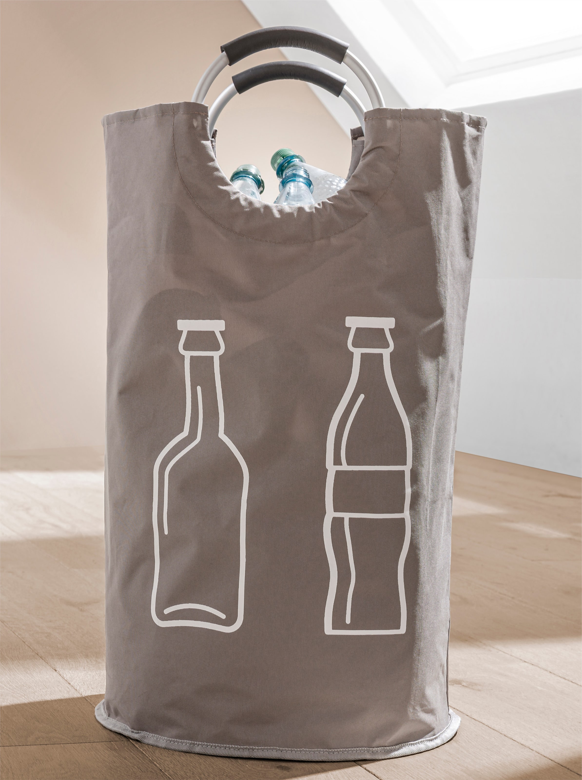 Heine Home Lila Flaschenträger Grau (Taupe), B:38cm H:72cm, Aluminium, Kunstfaser, Kunststoff, Polyester, Flaschenträger - Bild 4
