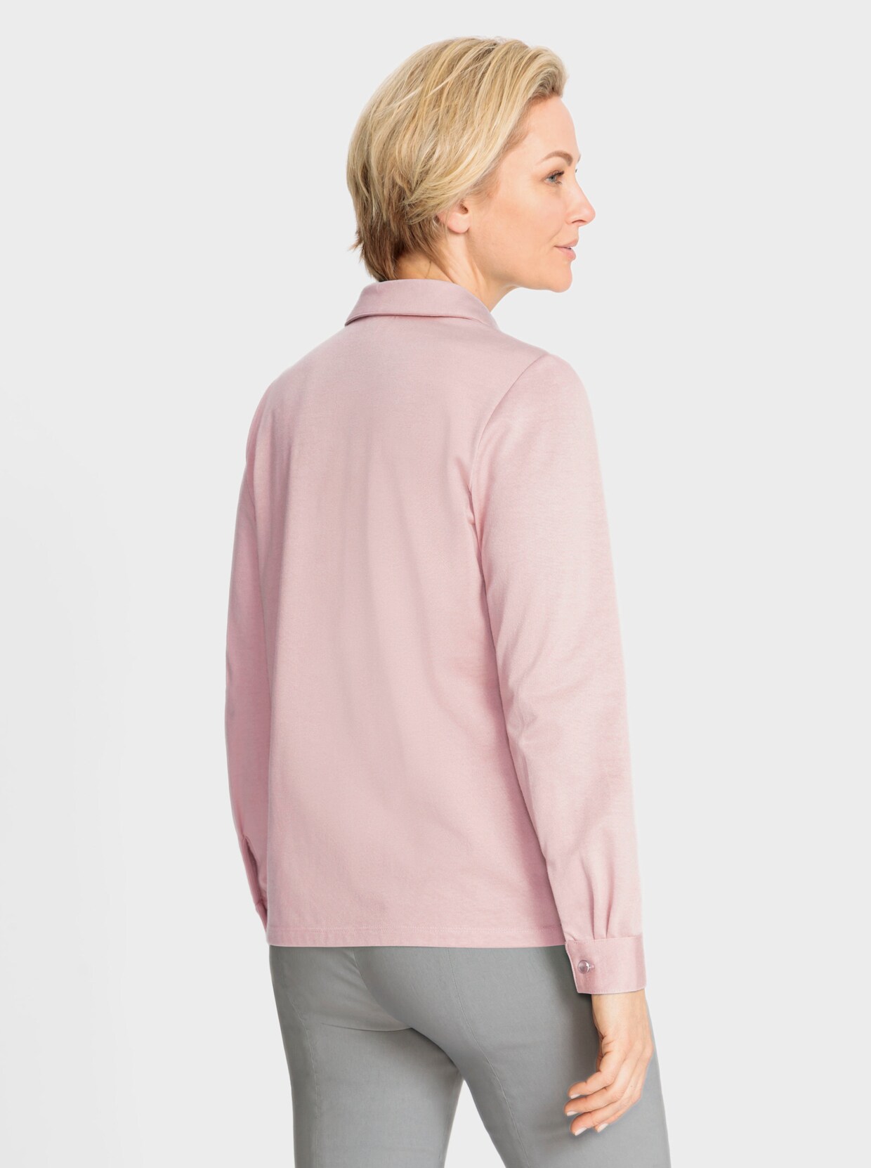 Poloshirt met lange mouwen - lichtroze