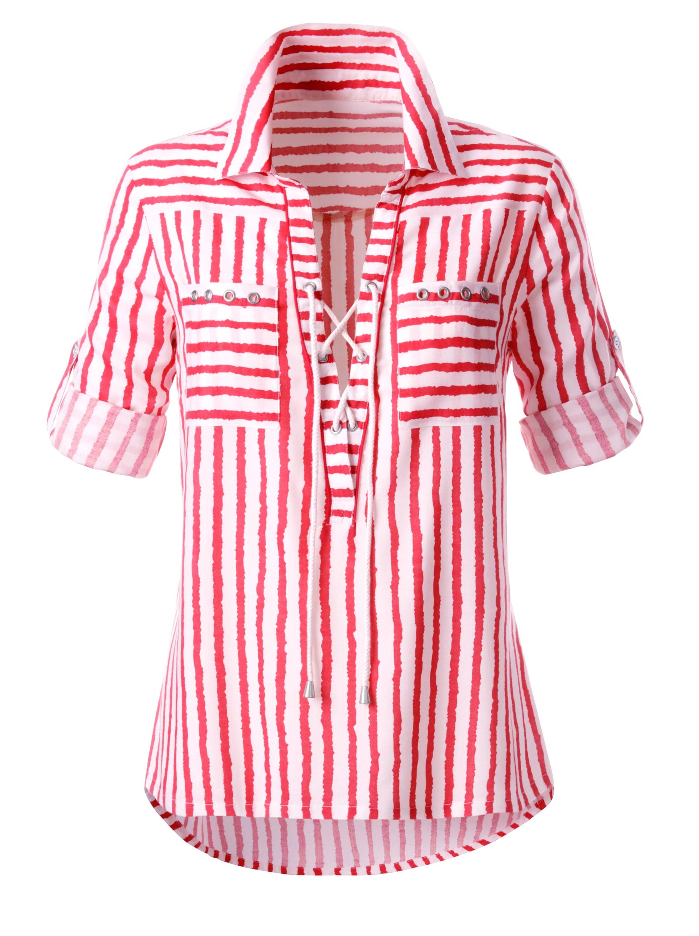 Gestreifte Bluse - koralle-weiß-gestreift