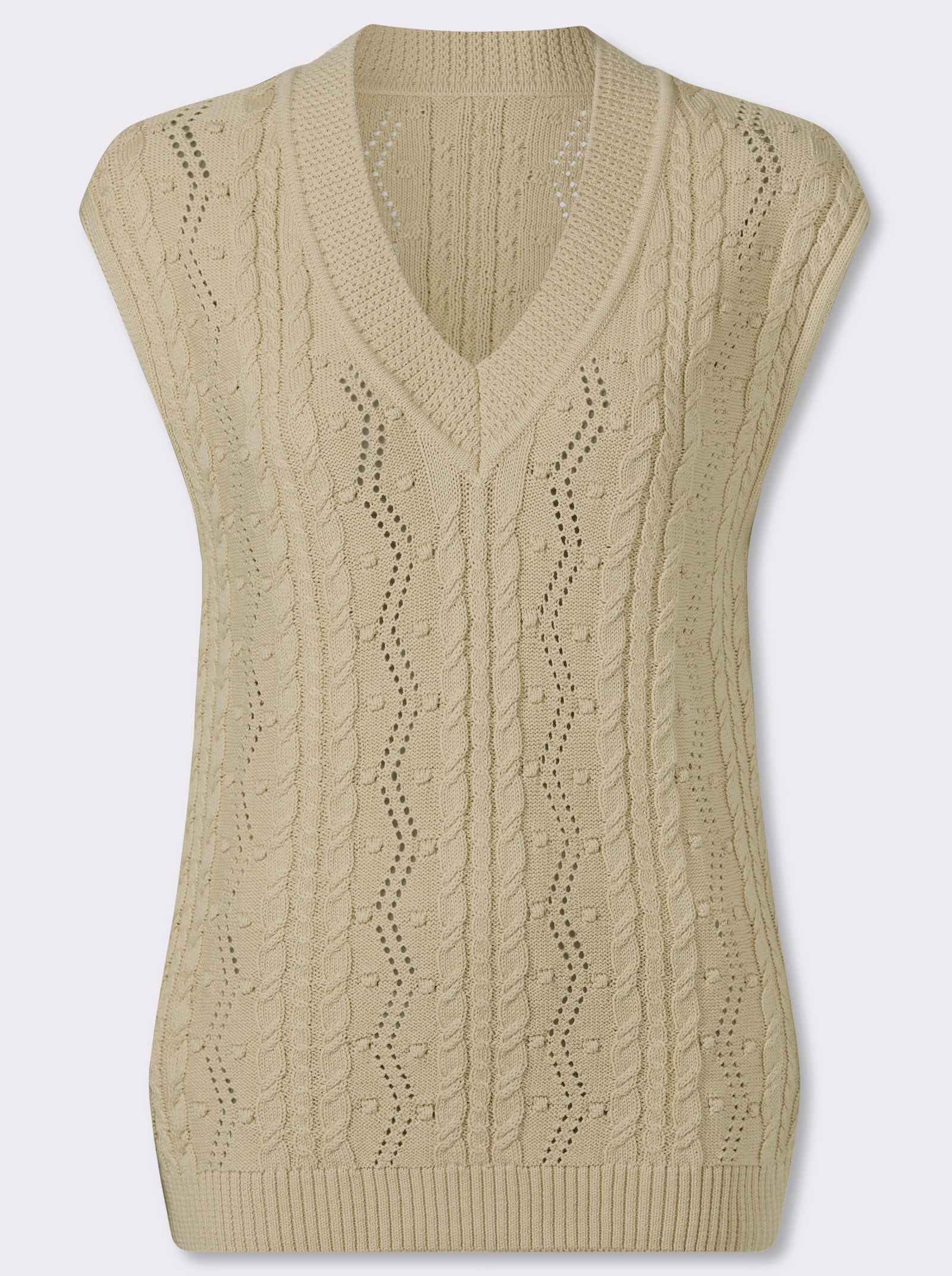 Pullunder mit Strickmuster-Mix - sand