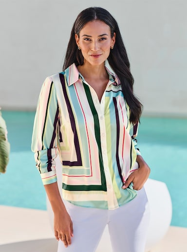 heine Druckbluse - kalkmint-hellrosé-bedruckt